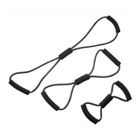 Fabrication Enterprises CanDo BowTie Tubing Exerciser, Full Body Set -14", 22", 30"), Black, 3/Set 1437504